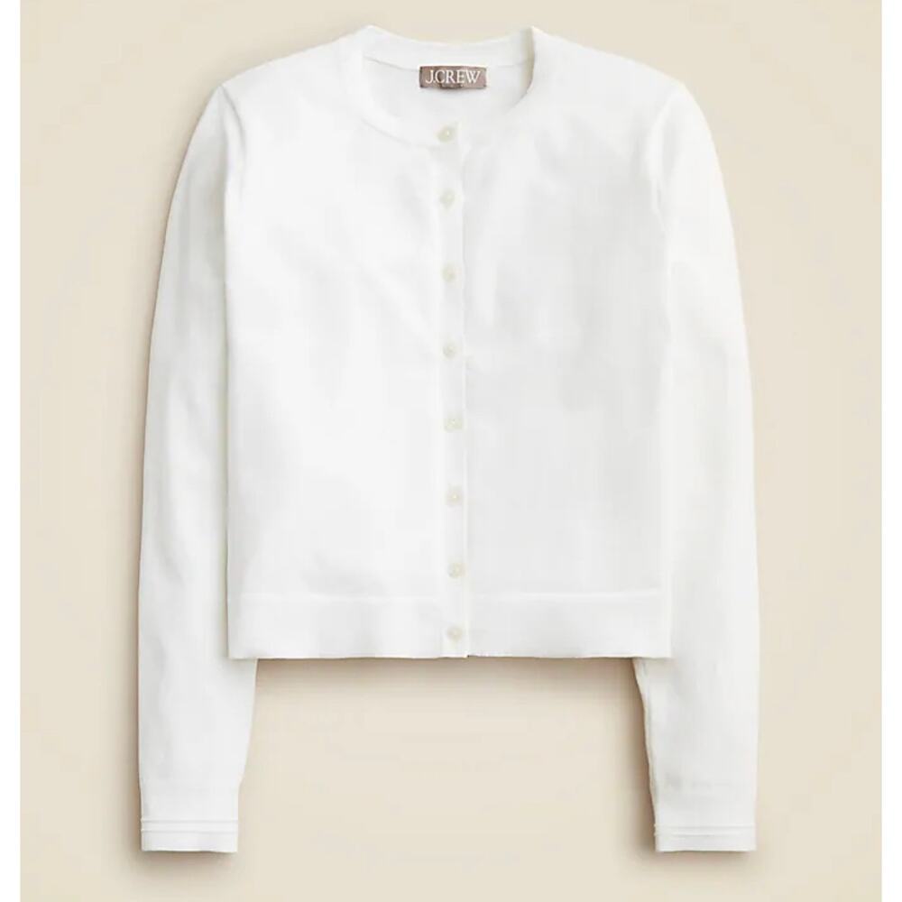 J. Crew Jackie cardigan in premium ultra-fine cotton blend in White NWT Small - Picture 4 of 7